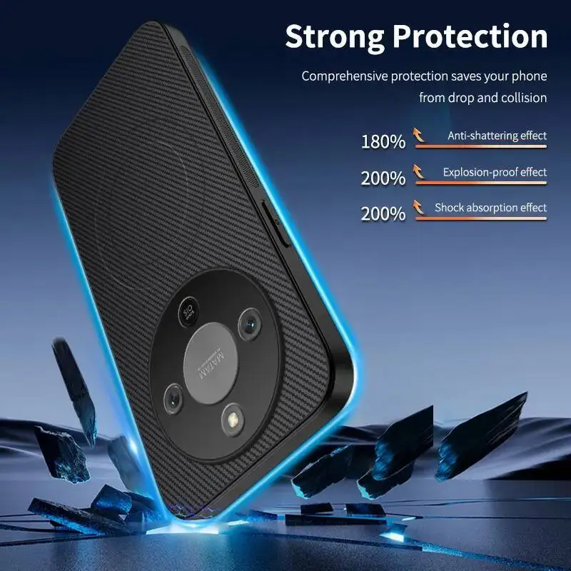 لهاتف Honor X9d 5G غطاء خلفي ملمس جلدي مقاوم للصدمات هاتف مغناطيسي من ألياف الكربون حافظة لهاتف Honor X9d #3