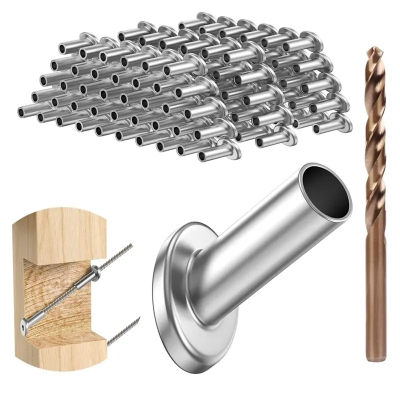 120Pack 30 Degree 3/16In Angle Beveled Protector Sleeves,Wood Post Protector For 1/8In 5/32In 3/16In Stair Cable Railing