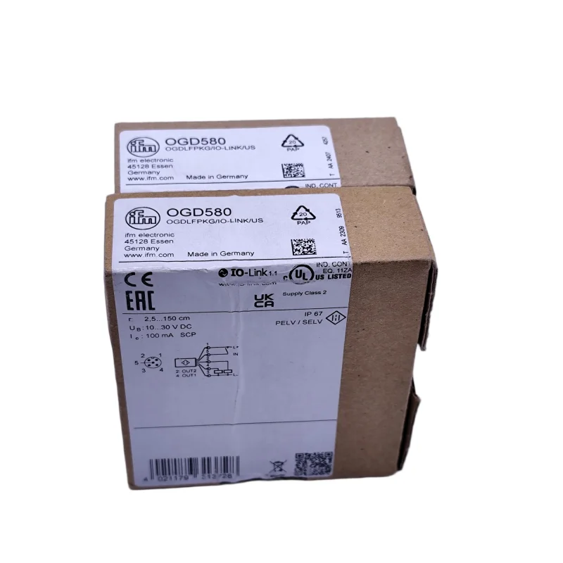 Sensor de distância IFM OGD580 Sensor de medição La ser com IO-Link para automação industrial