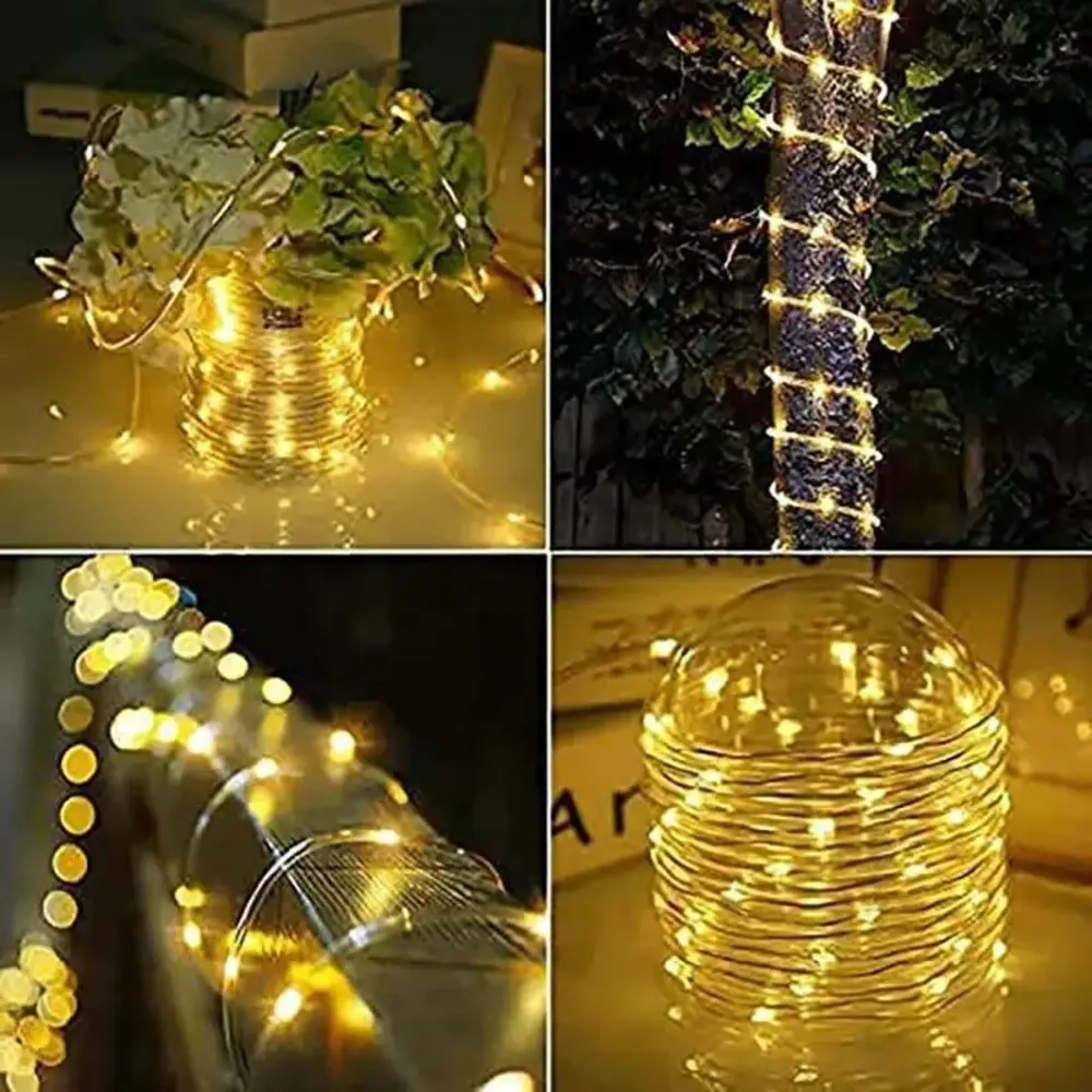 Outdoor Solar Tube Rope Led Light Garden Christmas Decoration 22m/12m Xmas Wedding Garland WaterProof String Light Fairy Strip