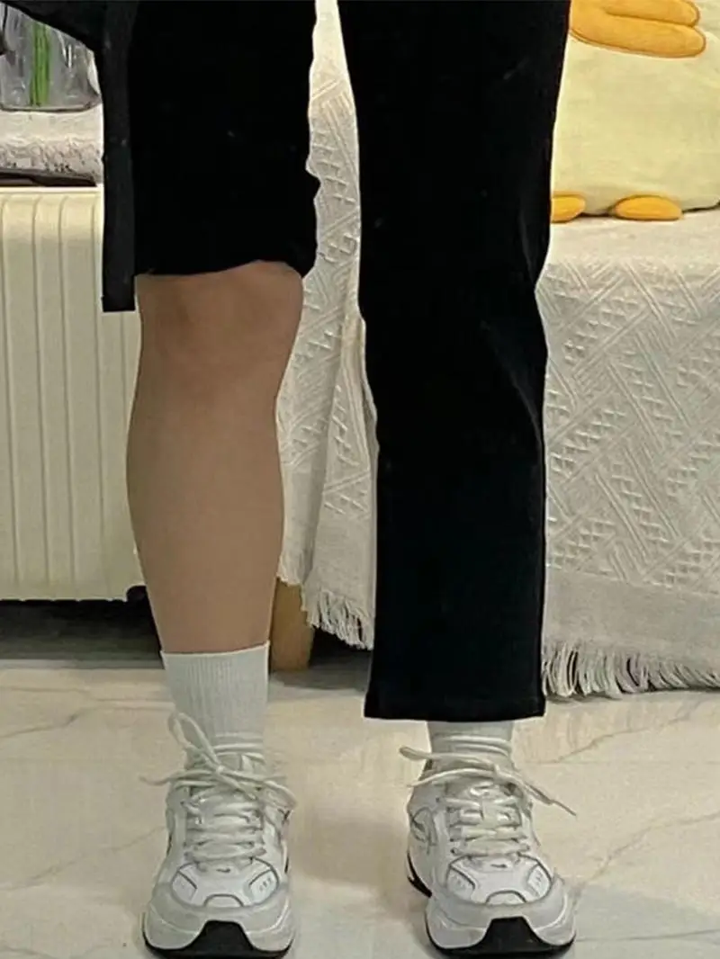 

Джинсы женские прямые с высокой талией, эластичные, из денима, больших размеров, весна-осень, укороченные (9/10 длины), маленький размер