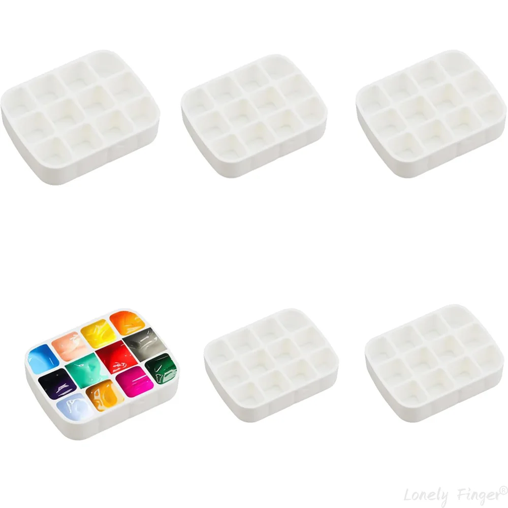12 Well Mini Paint Palettes, 1/2/6 PCS Portable Tiny Painting Tray 1.6ml for Gouache Watercolor Art Craft Oil Painting