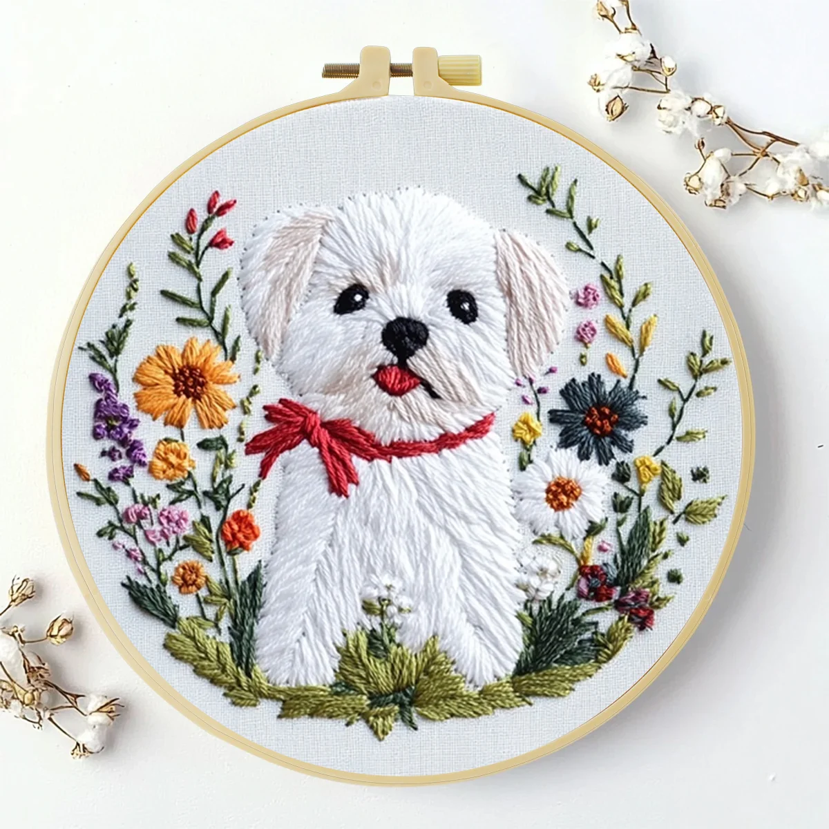 1 Stück 20X20CM/15X15CM 7,87/6,3 Zoll Hundestickerei-Starter-Kit DIY-Kit DIY-Stickerei-Set Handarbeiten Malerei – Detail 3