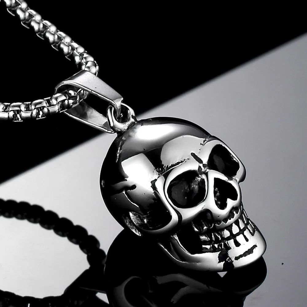 Skull Head Stainless Steel Men Necklaces Pendant Chain Vintage Punk Rock HipHop Cool Things For Women Jewelry Gifts Wholesale - Image 4