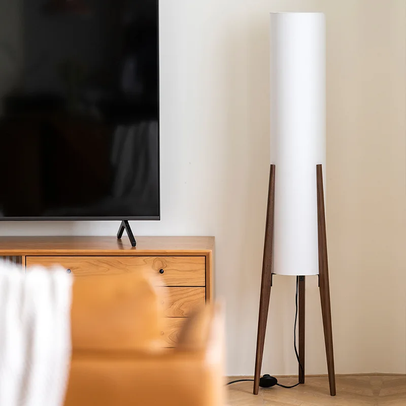 Nordic Retro Wabi Sabi Solid Wood Floor Lamp Study Hotel Art Decorative Corner Standing Lamp Living Room Bedroom Cafe E27 Lamp