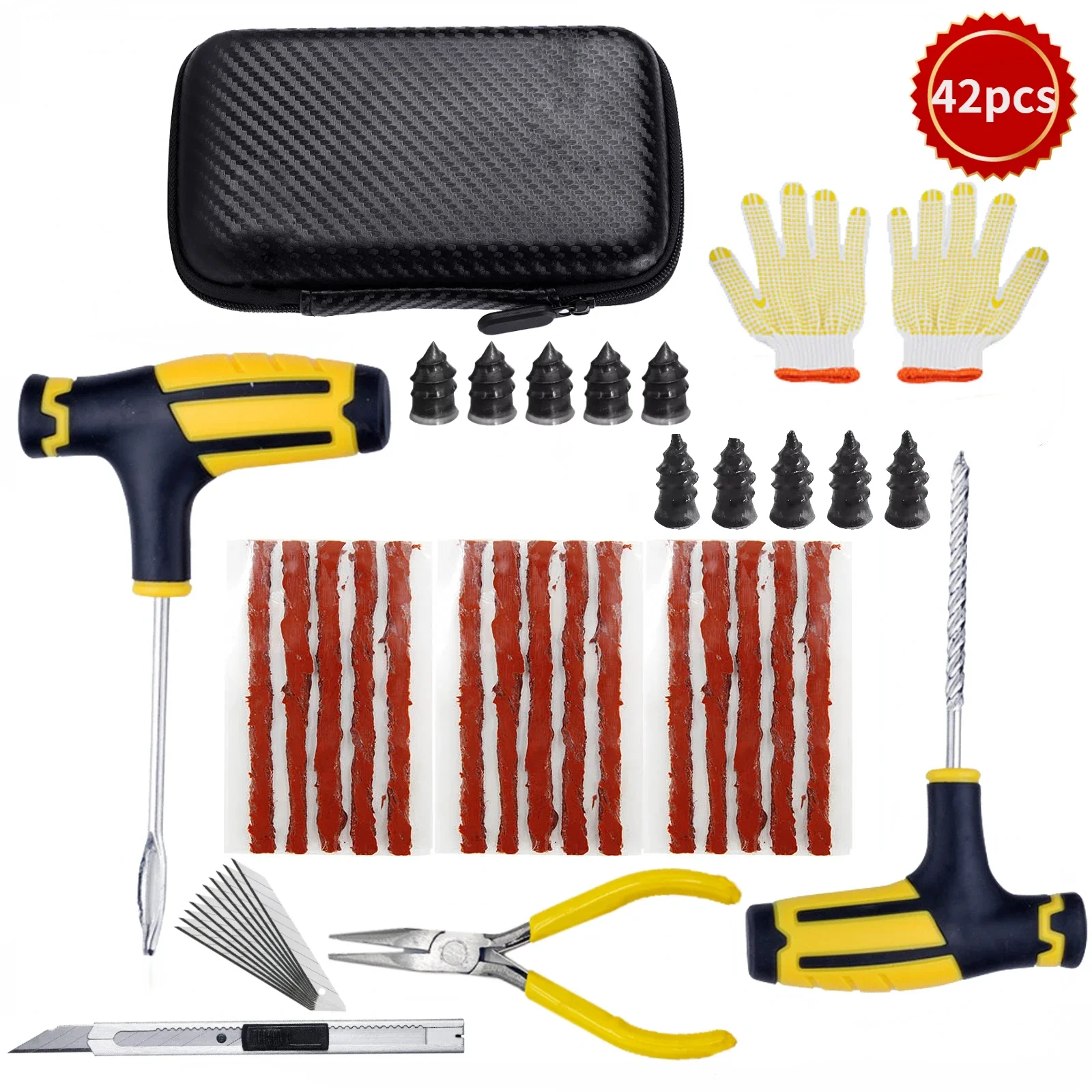 Nieuwe Autoband Reparatie Tool Kit Studding Tool Auto Bike Puncture Plug Garage Punctie Tang Vacuüm Film Nail EVA Storage Case