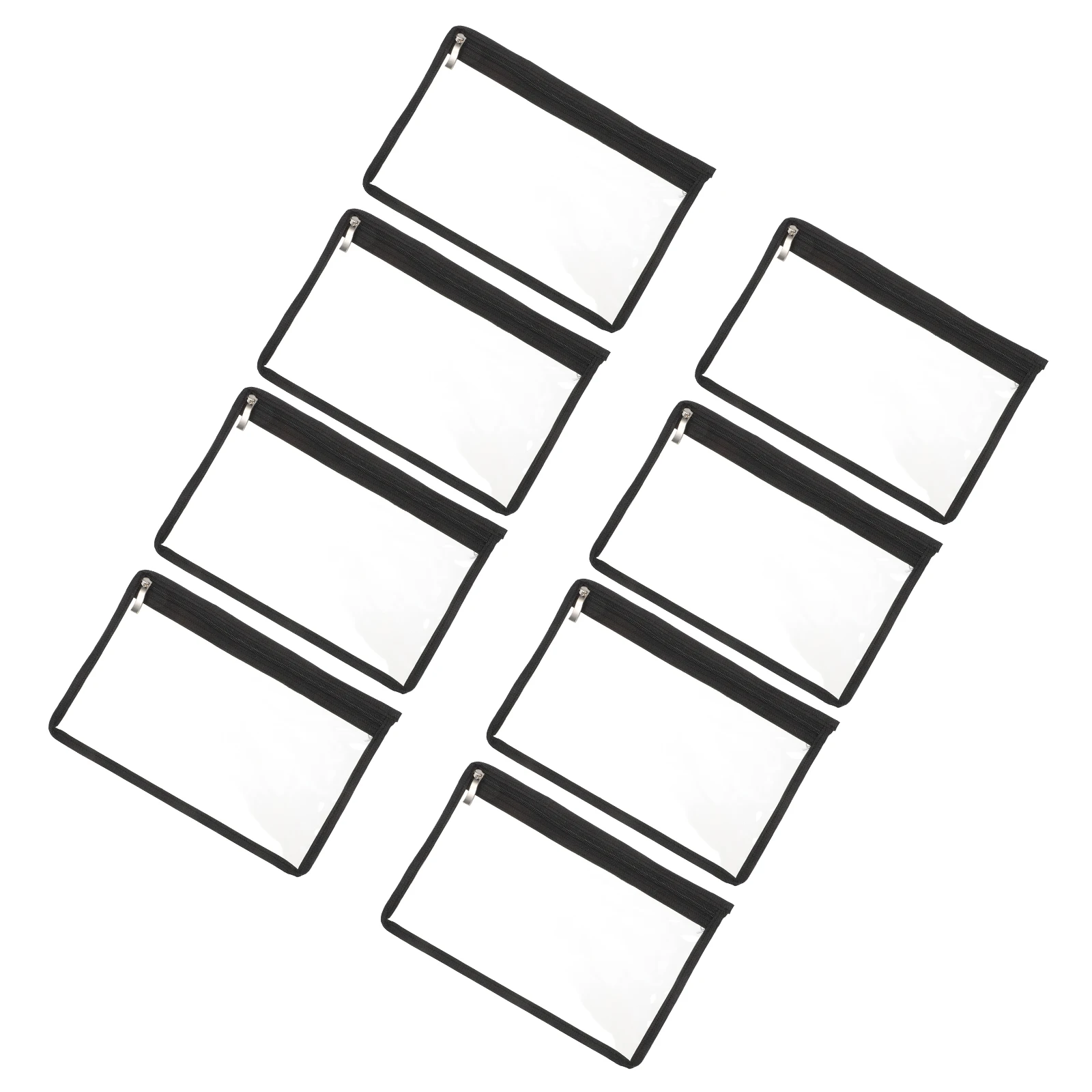 

8pcs Transparent Zipper Bag Clear Pencil Case Black PVC Document File ganizer Waterproof Travel Toiletry Bag Makeup Envelope