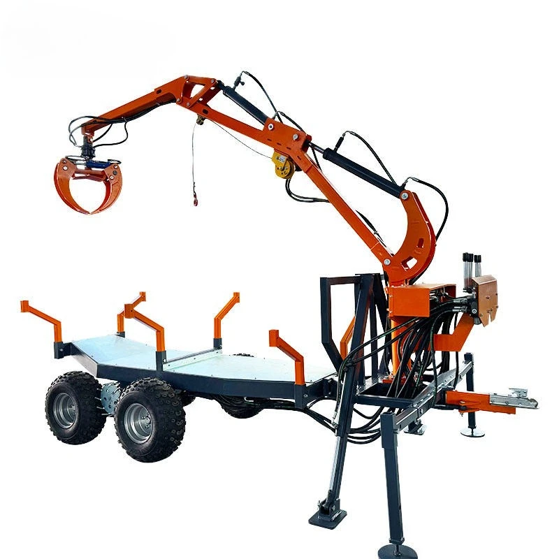 Wholesale Forestry Machinery Log Trailer with Crane | Heavy Duty Timber Transport Trailer | Hydraulic Grapple Loader for Logging