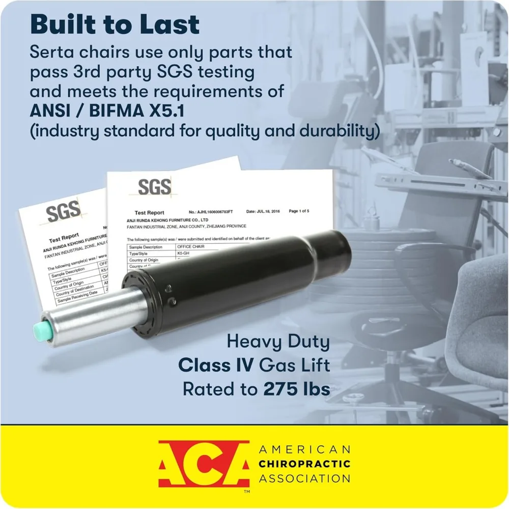 Ergonomic Adjustable Mid-Back Office Chair with Lumbar Support in Light Gray Fabric by Serta