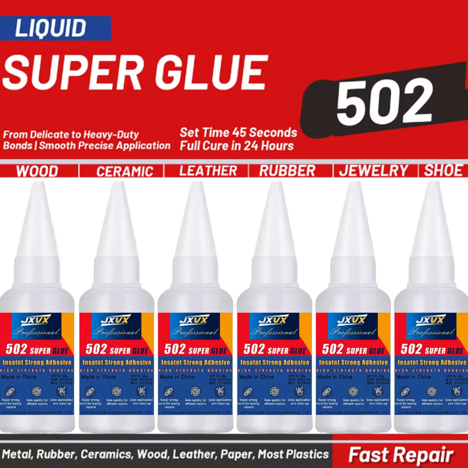 New 502 Super Glue Fast Drying Extra Strong Bond Instant Adhesive For Plastic Metal Rubber Home Decor Glass Rubber Leather Wood.