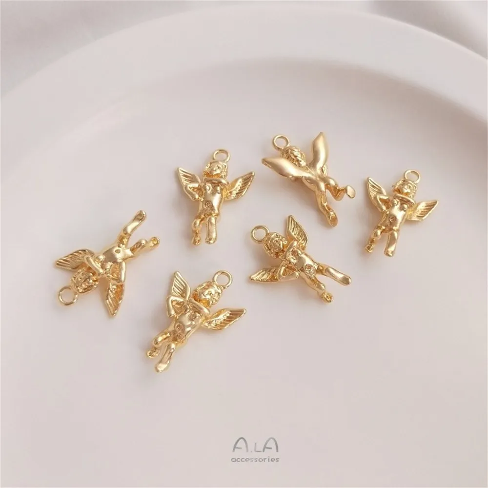 

14K Gold-clad, Copper-plated and Gold-plated Three-dimensional Angel Pendant Diy Necklace Jewelry Accessories K144