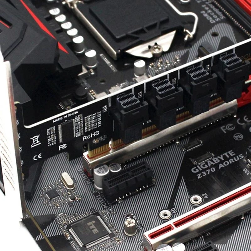 PCI-E to U.2 NVME Adapter NGFF PCI-E 16X to 4 Ports U.2 Split Expansion Card