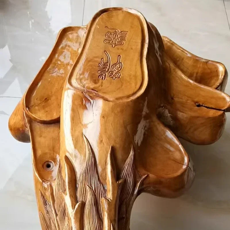 Camphor wood root carving dragon turtle coffee table, the whole material is purely handmade wood carving home ornament tea table