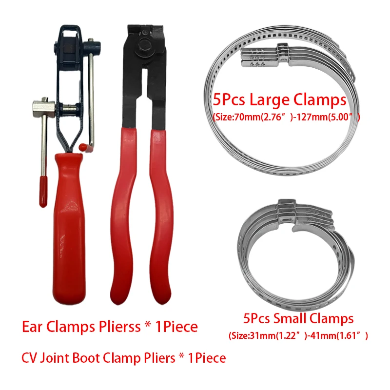 Joint Boot Pliers 31-41mm 70-127mm Adjustable AXLE Crimp Collars For Most Car Auto ATV UTV Ear Type Extension Boot Crimp Clamps