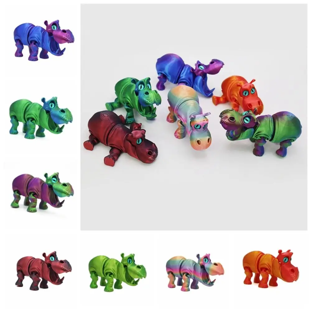 

PLA Hippopotamus Handicraft Ornaments Multi-jointed Realistic Animals 3D Printed Hippopotamus Figurines Sensory Toy Funny