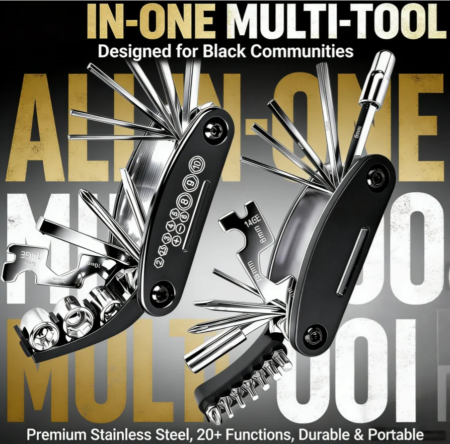 Cycling Gear Kit - Foldable Multi-Tool Bike Repair Kit 87.7mm