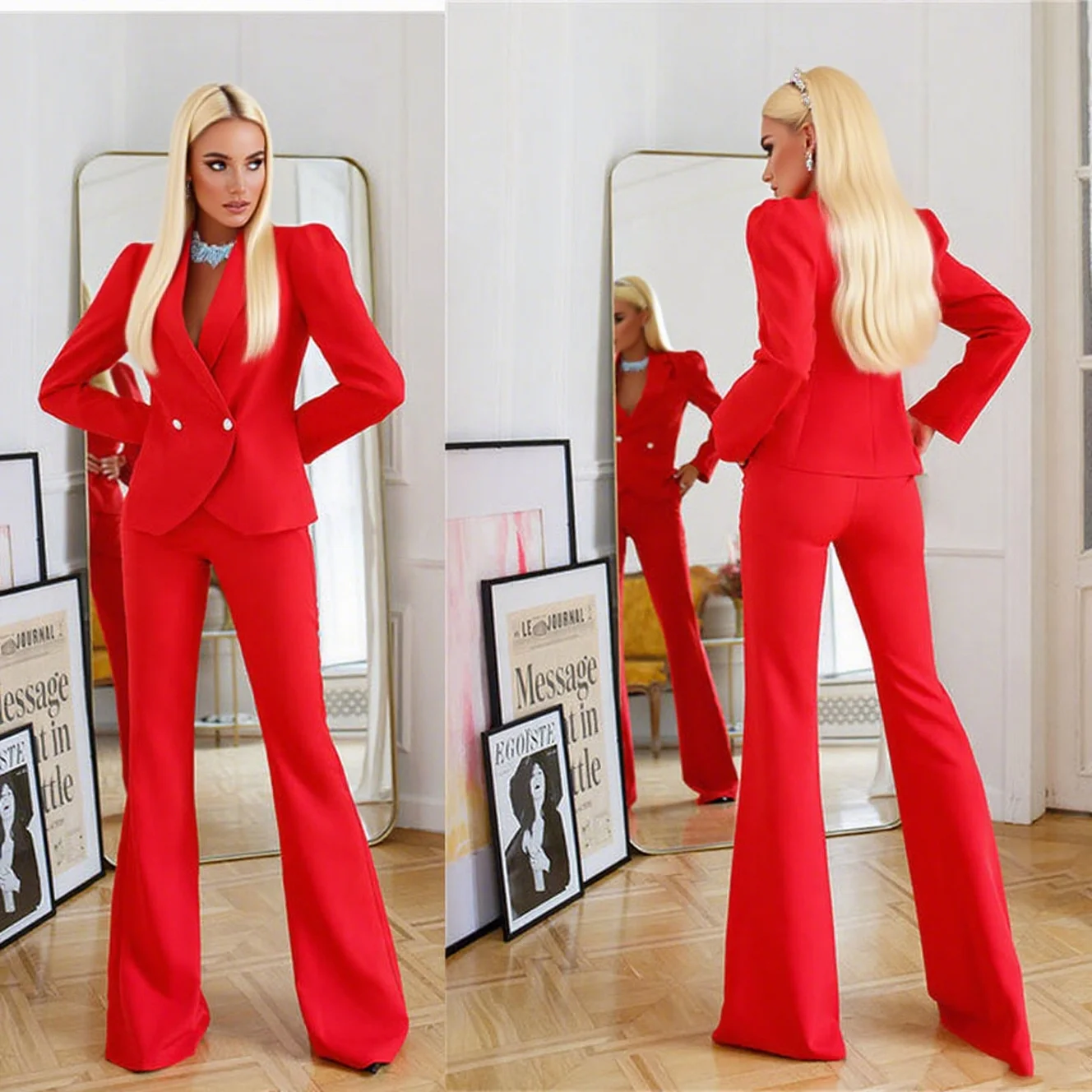

Classic Women Pants Suits 2 Pieces Double Breasted Blazer Suits Customized Formal Wedding Guest Office Lady Outfit