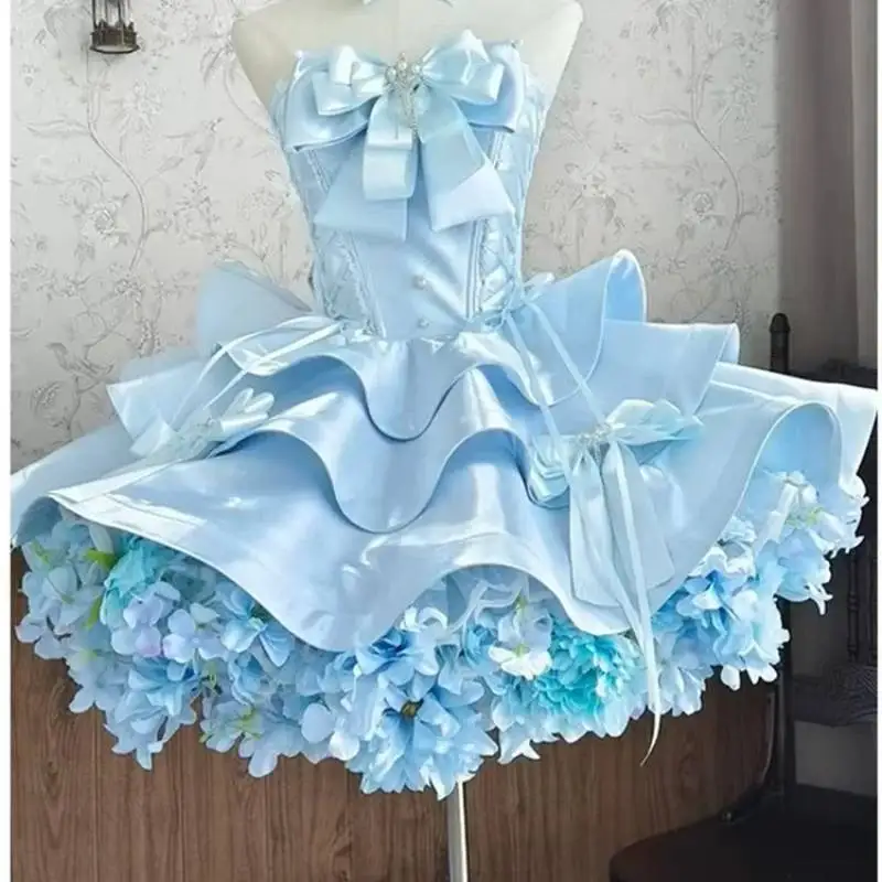 Pembe Prenses Lolita Elbisesi Katmanlı Saten Balo Elbisesi Doğum Günü Partisi Fotoğraf Çekimi Sense Doğum Günü Partisi Butik Kostümü