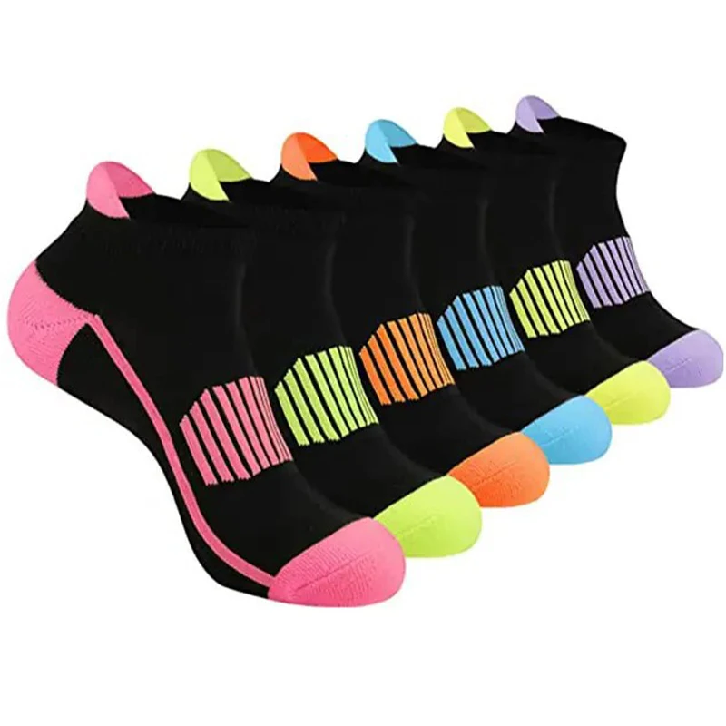 6 paires de chaussettes de Sport bloquées de couleur pour femmes, respirantes, décontractées, coupe basse, athlétiques, pour la course à pied en salle de sport
