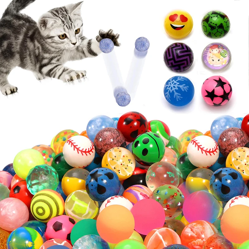 10/12/15/20 piezas bolas elásticas 25mm pelota de juguete para gatos elástico colorido suministros para mascotas para uso doméstico atraer la atención TMZ