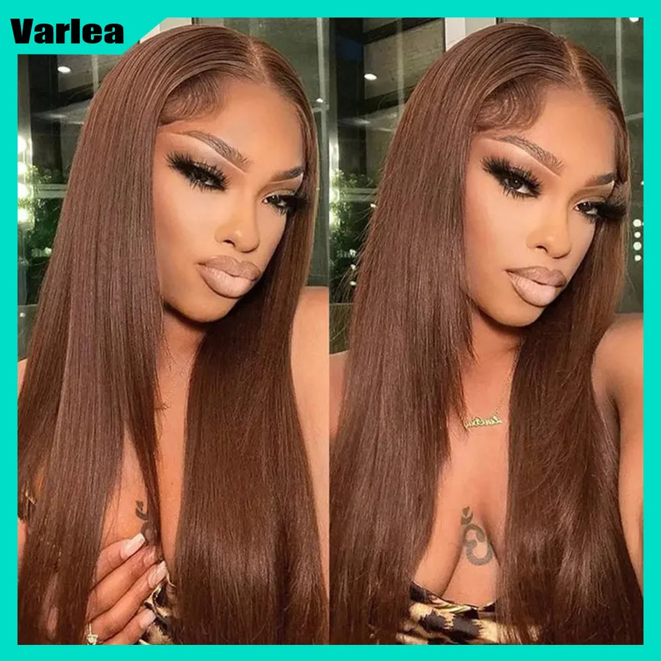 Varlea 200% Density 30 Inch Lace Front Wig Human Hair Hd Lace Wig 13x6 Human Hair Straight 13x4 Lace Frontal Chocolate Brown