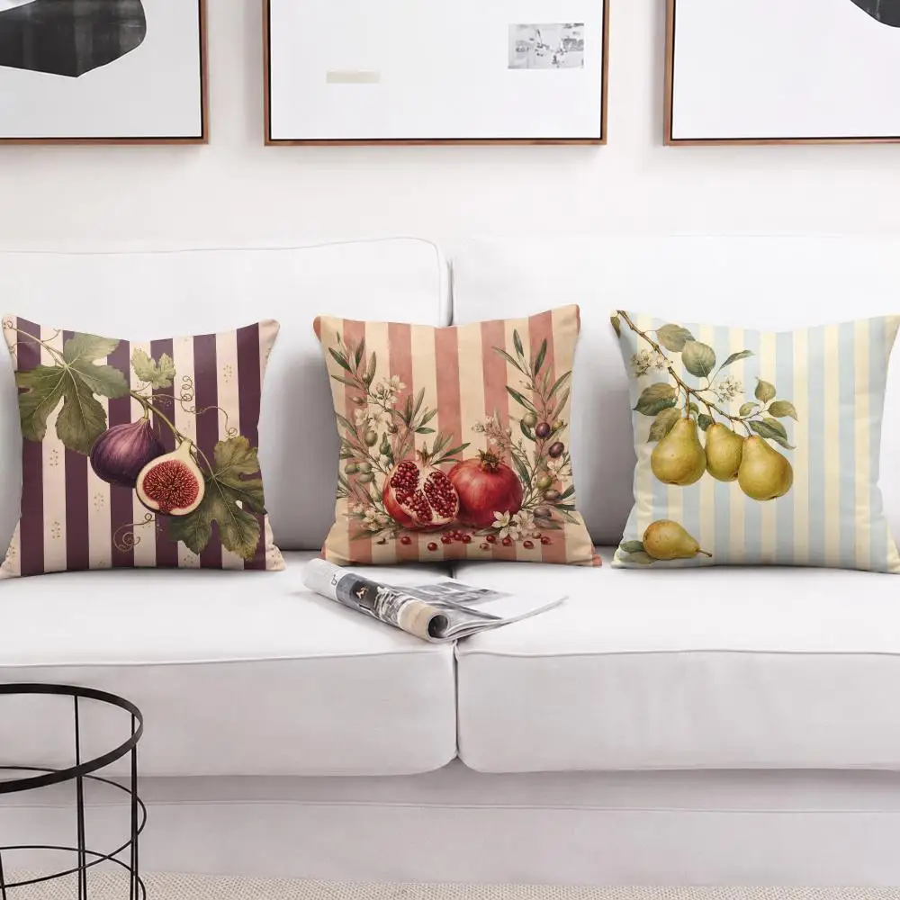 Vintage Fruit Cushion Cover Soft Short Plush Pillow Cover Smooth Cozy Texture Aesthetic Cushion Case Home Decor