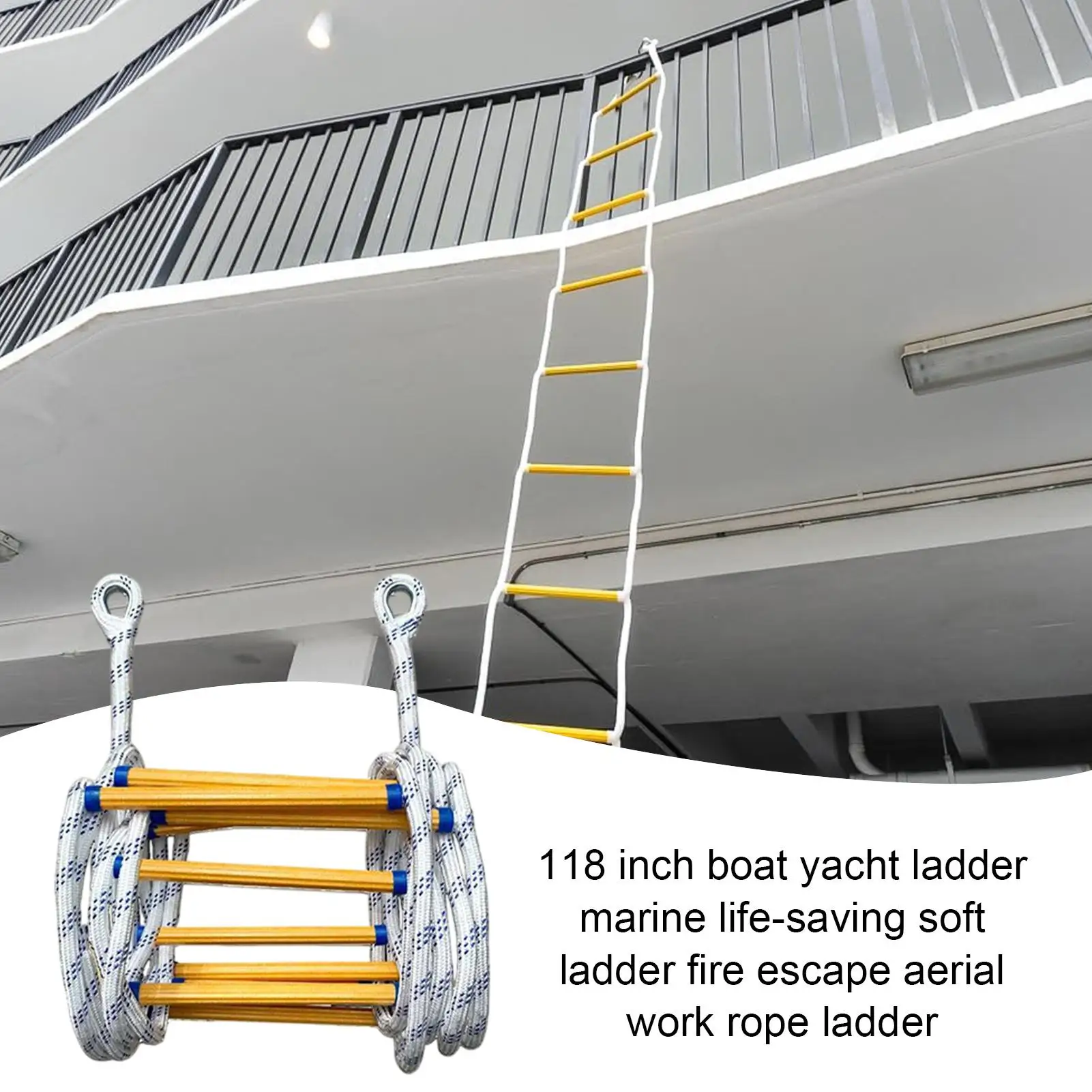 

8-ступенчатая веревочная лестница для лодки, 118 дюймов, лестница для лодки и яхты, морская спасательная мягкая лестница, пожарная лестница, воздушная работа, веревочная лестница