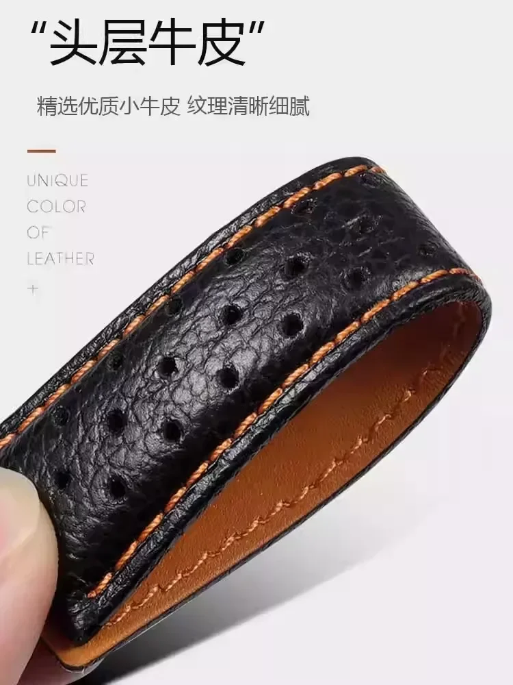 For TAG Heuer MONACO CARRERA CAW211R/P genuine Leather Watchband with Folding Buckle lychee print cowhide Strap MAN Bracelet