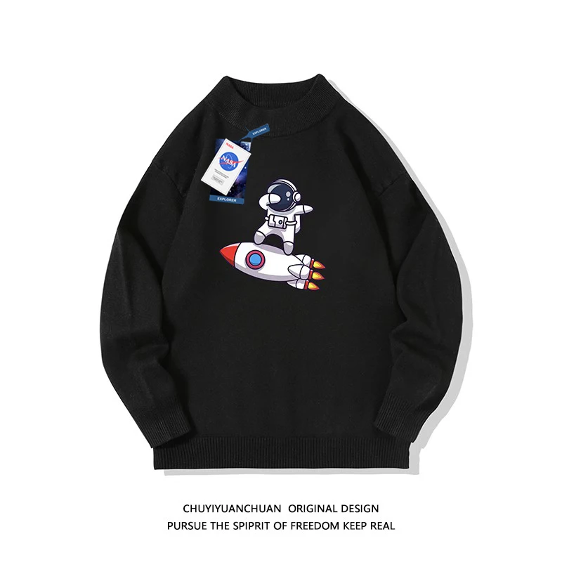 

Мужской вязаный свитер с высоким воротником, на флисовой подкладке, свободный крой, повседневный, осенне-зимний, модный топ KQ, трендовый, из полиэстеровой смеси