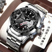 FNGEEN 001 Fashion Men's Quartz Watch Butterfly Double Buckle Waterproof Night Light Calendar Men's Quartz Watch