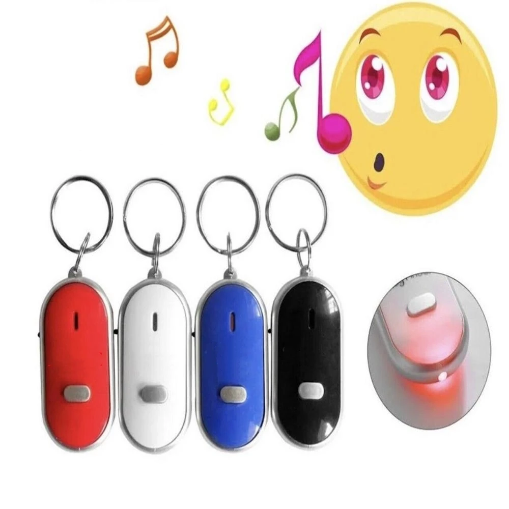 Anti-lost LED Key Locator Key Chain Whistle Audio Induction Wireless GPS Locator Key Anti-lost Device with Flashlight