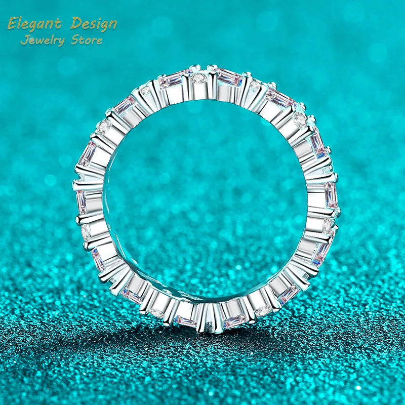 

Geometric Rectangular All Moissanite Women Ring Platinum Pt950 Luxury Diamond 2.52ct Rings Sparkling Exquisite Trendy Jewelry