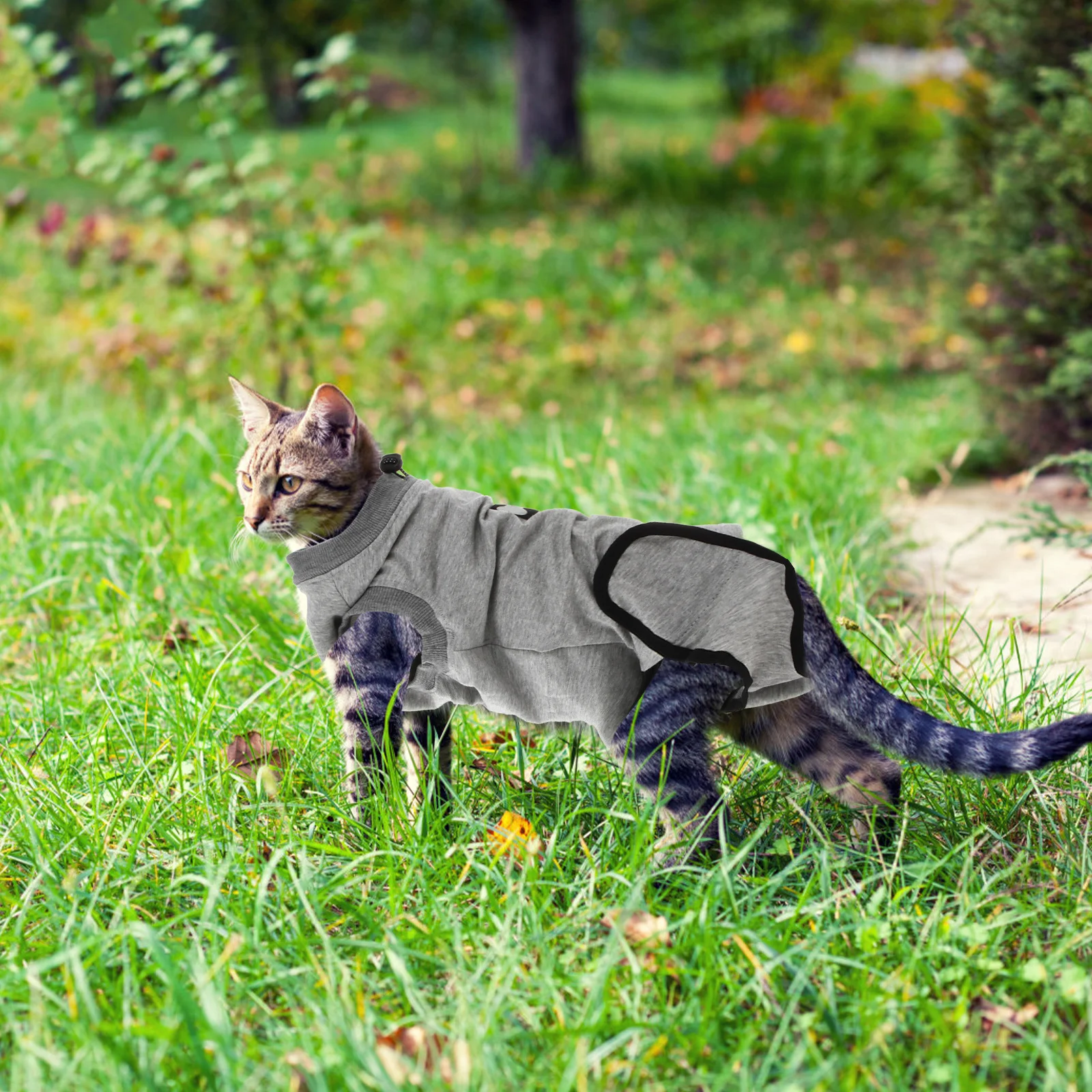 

1pc Pet Sterilization Surgery Recovery Suit Soft Cotton Anti-Licking Weaning Clothes For Cats Dogs Wound Protection Grey Size