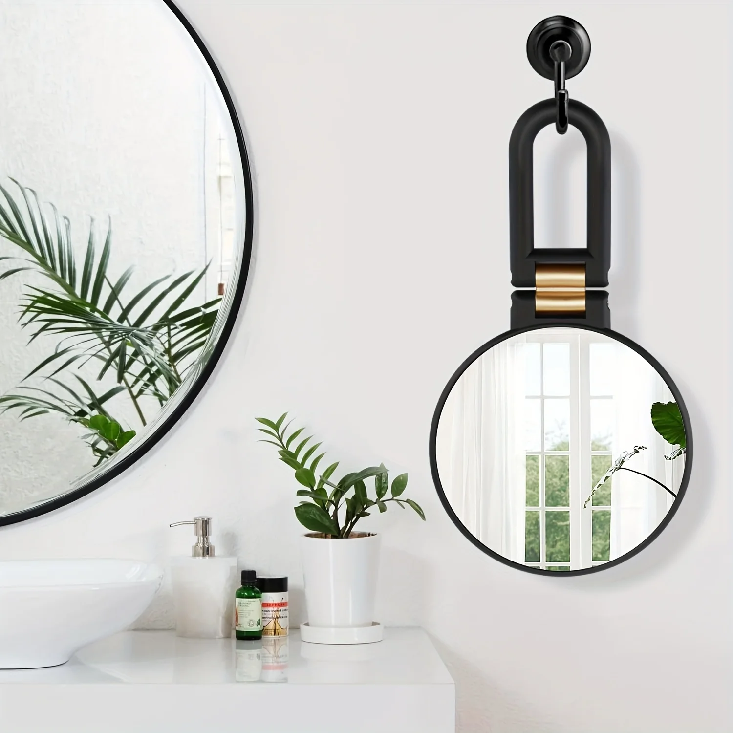 

50X Magnifying Mirror Handheld Mirror Double Sided Folding Adjustable Handle Mirror for Makeup, Travel, Black Household