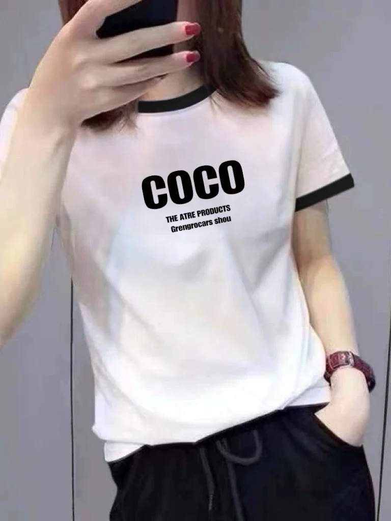 

Модная женская футболка с коротким рукавом и воротником в стиле колор-блок, свободного кроя, для повседневной носки, элегантная, прямого силуэта, для мам.