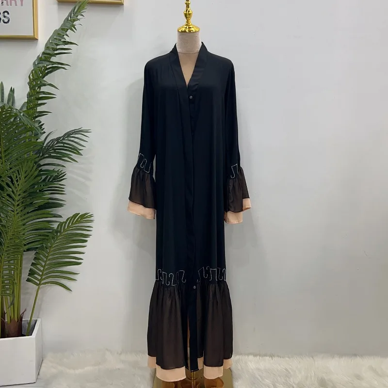 Fashion Muslim Kimono Womens Cardigan Ramadan Dubai Turkey Eid Dress Islamic Loose Comfortable Abaya for Women