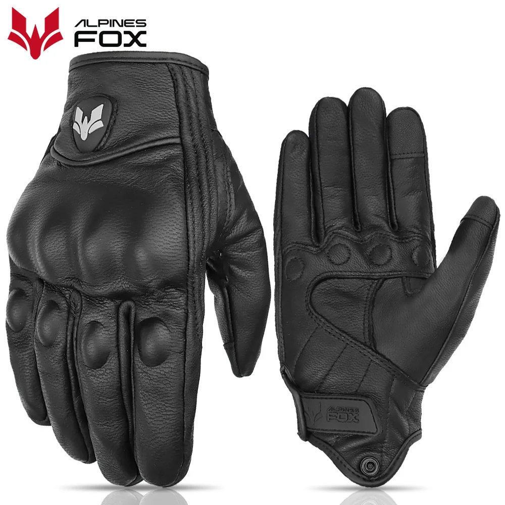 2023 Zomer Nieuwe Vintage Lederen Motorhandschoenen Mannen Zwart Slijtvast Guantes Touchscreen Anti-Slip Retro Motobiker Luvas