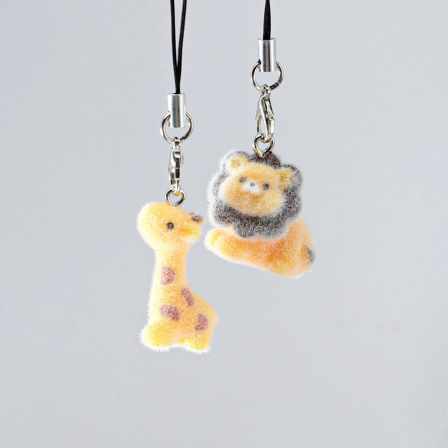 Resin Flocked Lion Cartoon Doll Animal Deer Pendant DIY Keychain Bag Car Decoration Accessories