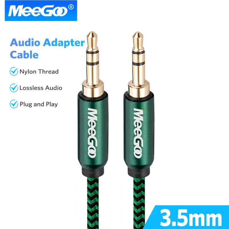 

MeeGoo Aux Cable Speaker 3.5mm Male-to-Male Metal Audio Cable for AUX Car Audio Wiring Compatible with MP3 players, MP4 players