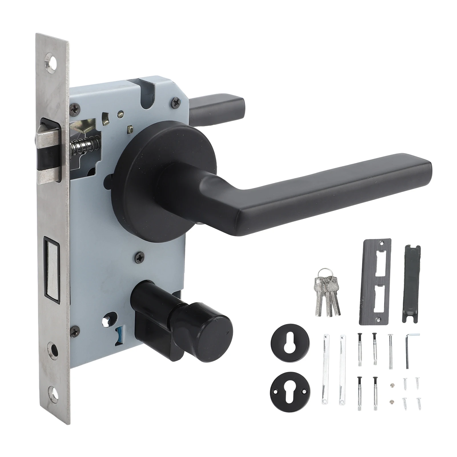 

Черная алюминиевая дверная ручка-замок с антиоксидантным покрытием и ударопрочным рычагом для спальни и дома