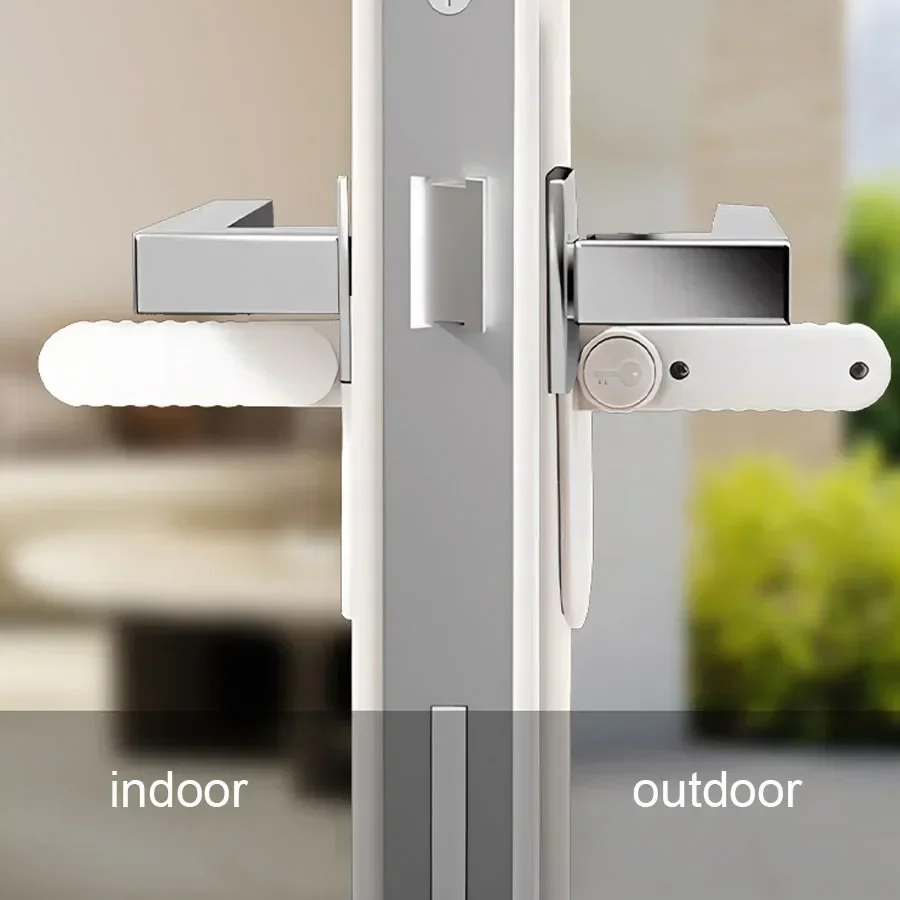 1PC Tür Hebel Schloss Universal Anti-offenen Griff Kind Baby Sicherheit Schlösser Punch-freies Multifunktions Versteckte Taste schnalle Sicherheit Schloss – Detail 9