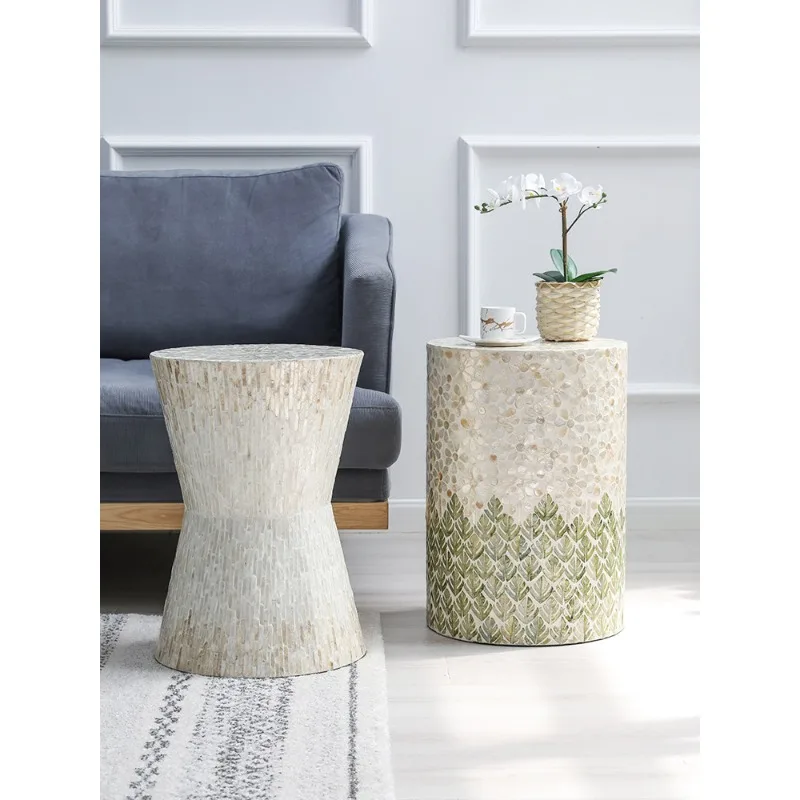 Creative simple shell coffee table Nordic home balcony table living room sofa corner French light luxury stool