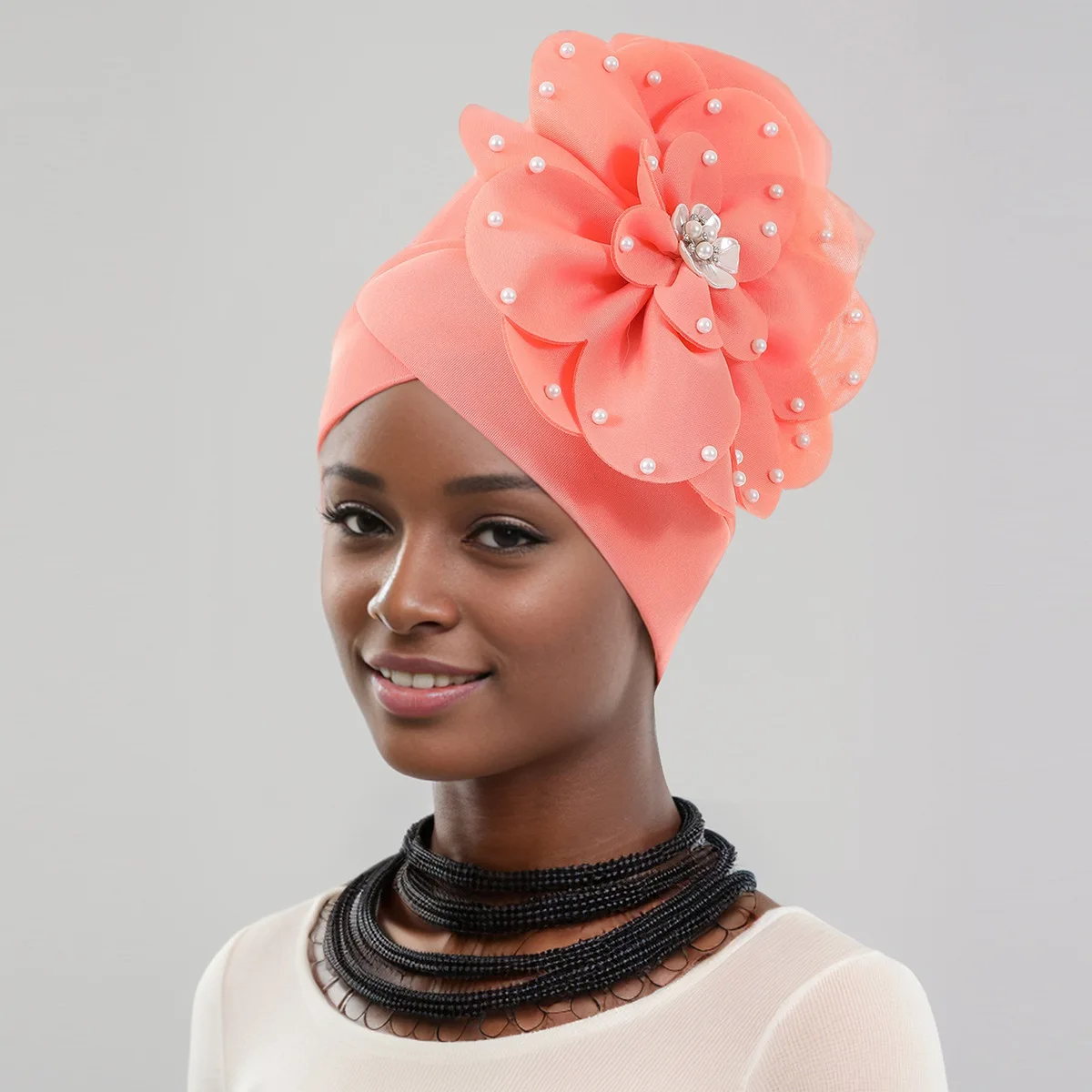 2024 Moda Africana Cappello Della Fascia Traspirante Leggero Decorazione Del Fiore Caps Indiano Musulmano Testa Avvolge Copricapi Cappello Mujer