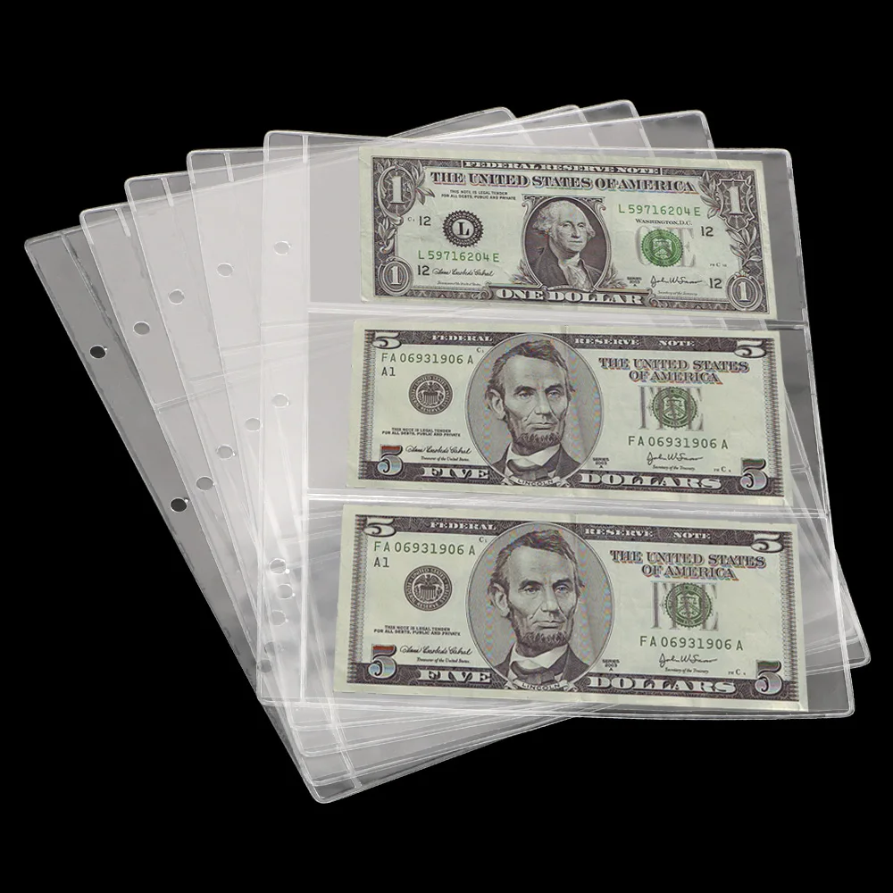 Banknotenhalter, Papiergeld, Sammelalbum, lose Blätter, 3 Fächer, Geld, Banknotenpapier, Geld, Schutztasche