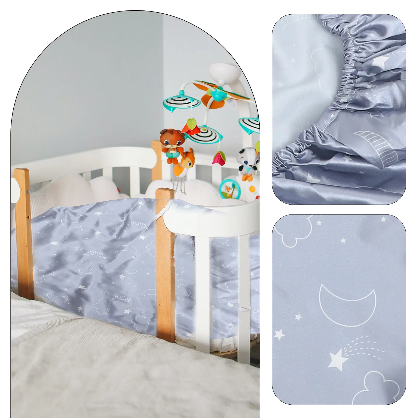 

Baby Bassinet Fitted Mattress Cover Crib Protector Cradle Mattress Sheet Polyester Pad Cradle Sheet Comfortable Fit