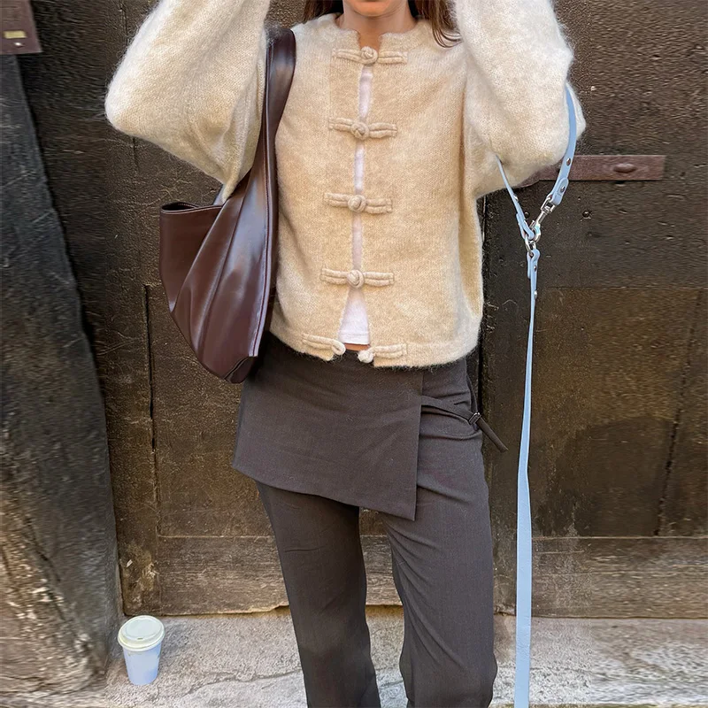 Elegant Knit Grey Women Cardigan Fashion Long Sleeve Button O-neck Female Knitwear 2026 Autumn Winter Fashion Lady Sweater 19 S9a13a4aa039b4e189ca5135a2498e38dz