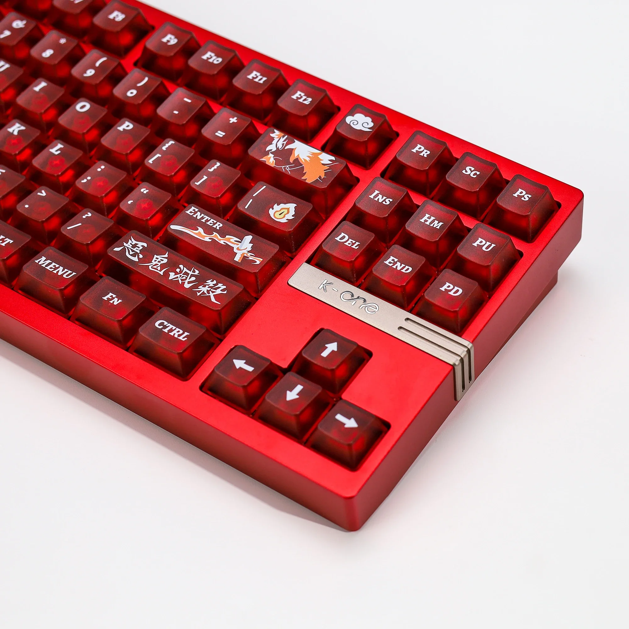 KBDiy Cherry Profile Nichirin Sword-Red Keycaps Custom Matte Translucent 137 Keys Cap for Mechanical Keyboards PC Material UV
