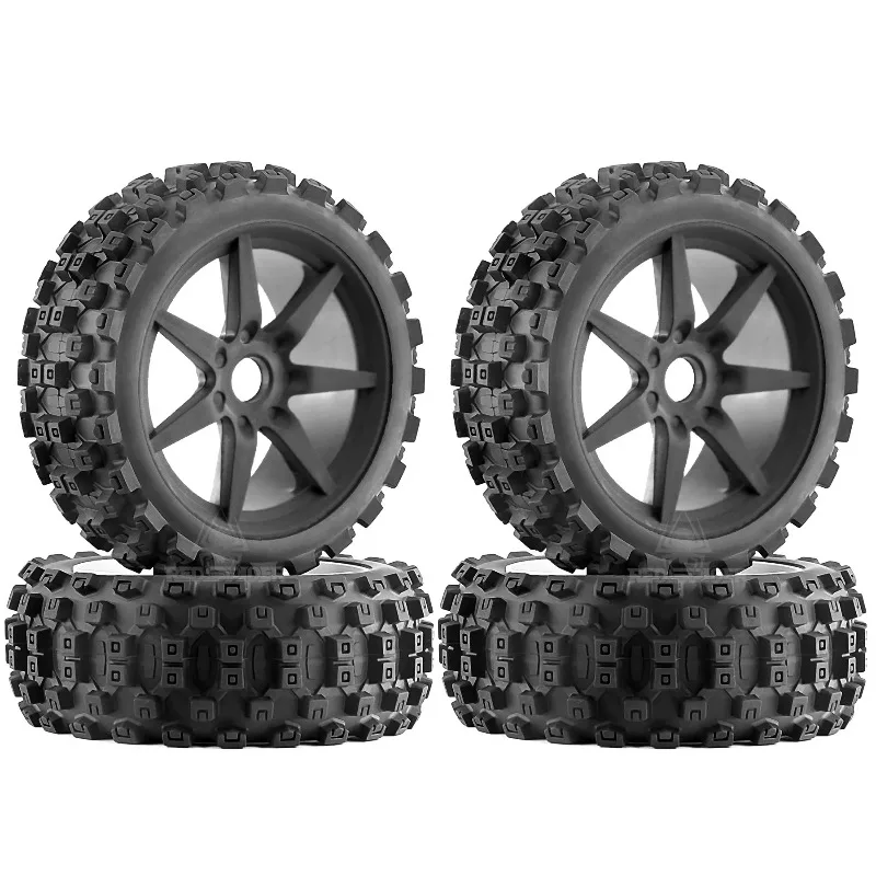 4Pcs 1/8 RC Off‑Road Buggy Wheels Tires 17mm Hex with Foam Inserts for ARRMA Typhon LOSI KYOSHO Upgrade Parts