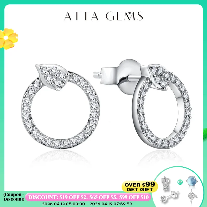 

ATTAGEMS Classic D VVS1 Color Moissanite Stud Earrings for Women Solid 925 Sterling Sliver Engagement Wedding Jewelry Party Gift