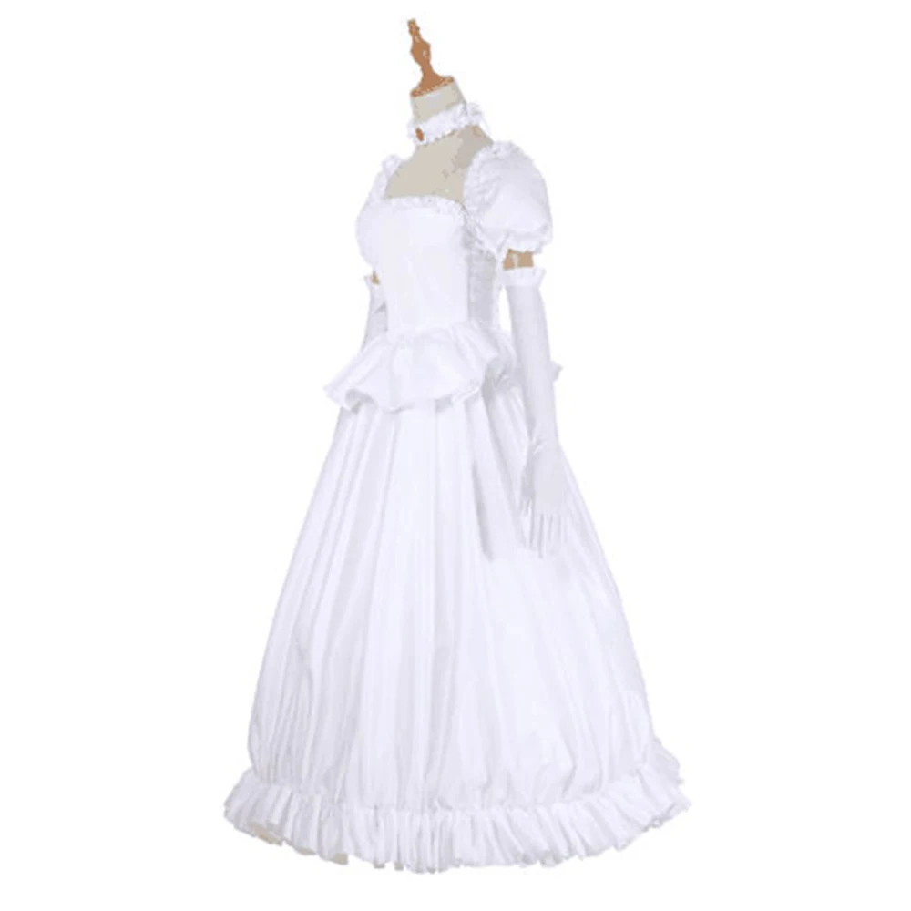 부엣 공주 코스프레 코스튬 화이트 롱 원피스, 여성용 의상, 할로윈 의상, 역할 놀이 파티